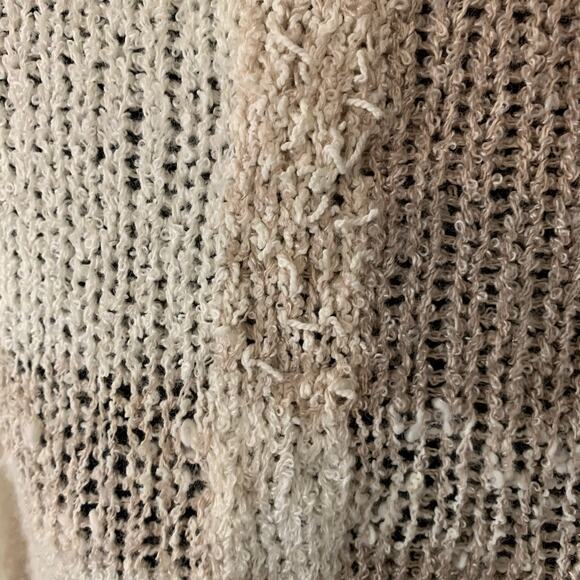 Vintage 90s Side Effects Hand Knit Acrylic Sweater White Beige Checked MEDIUM - Picture 4 of 13